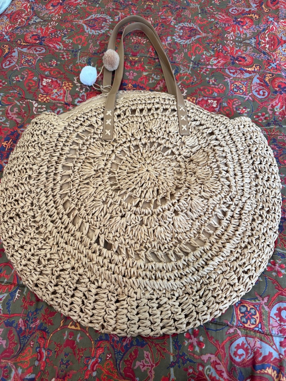 NWOT Woven Straw Tote Bag - Tan